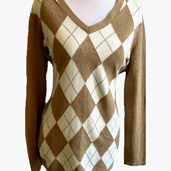 Tommy Hilfiger argyle Sweater Women’s Med Preppy Academia Clueless diamond retro - Picture 1 of 13